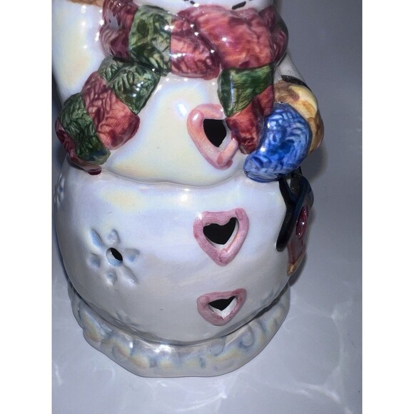 Ganz Iridescent Ceramic Snowman Tealight Candle Holder Cardinal Birdhouse 6 Inch - Picture 4 of 10